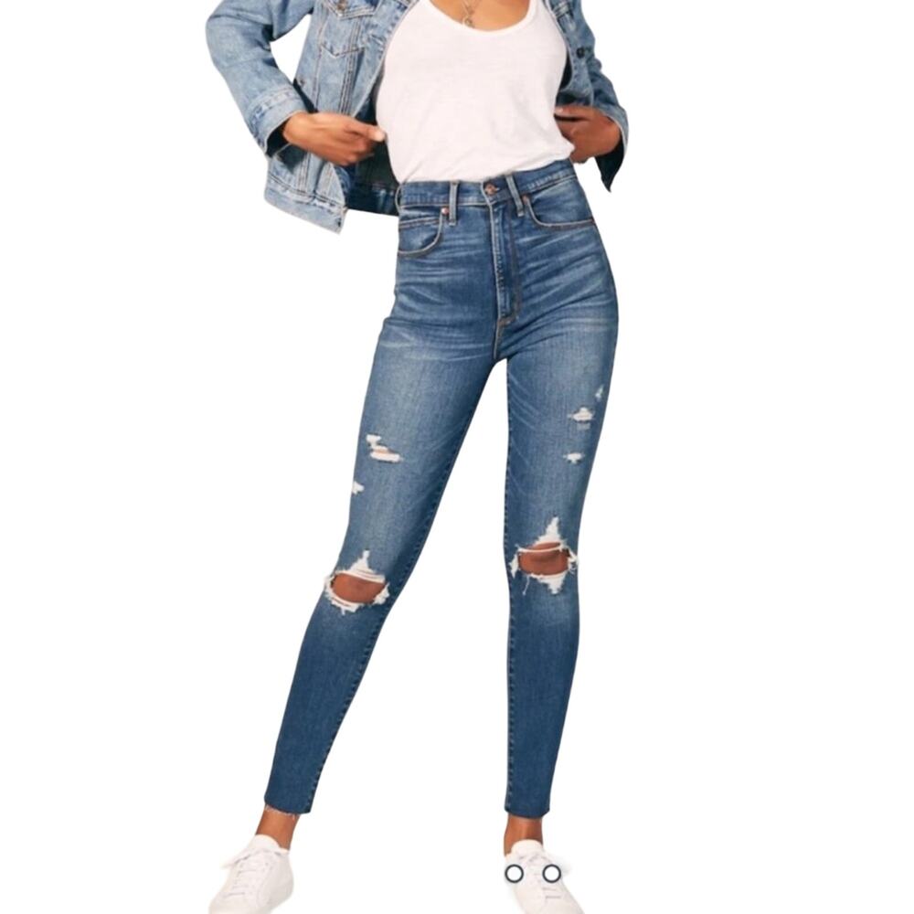 Abercrombie & Fitch Ultra High Rise Super Skinny Distressed Jeans